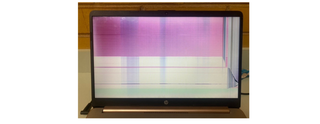Laptop Screen shows Pink Horizontal Lines at the bottom